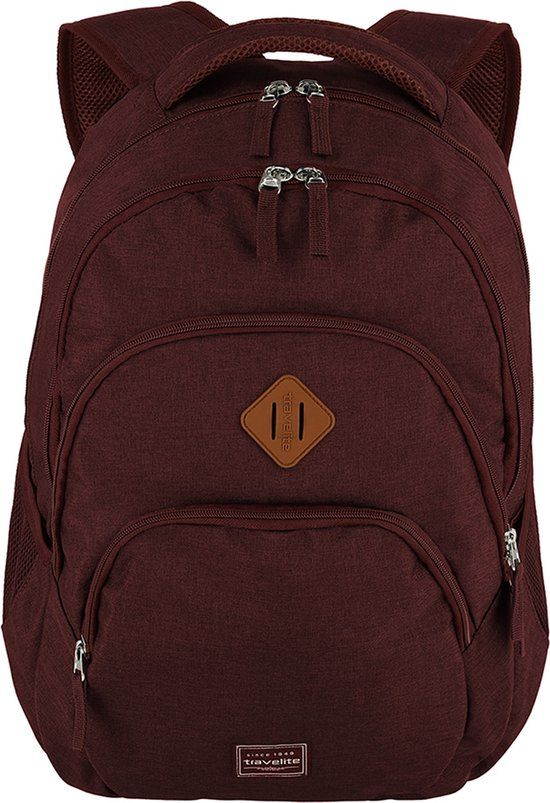 Travelite Basic Melange Backpack - 22L - Bordeaux Rood - 12 inch Laptop Compartment