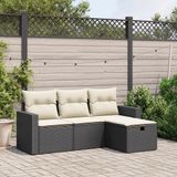 Maison Exclusive - Ensemble de meubles de jardin 4 pièces avec canapé et coussins, noir, en polyrotin