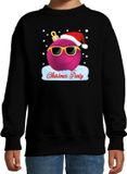 Bellatio Decorations Shoppartners Bv Foute kersttrui / sweater Christmas party coole stoere kerstbal - zwart voor meisjes - kerstkleding / christmas outfit 170/176
