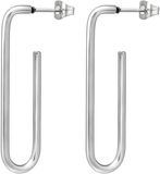 X Jewellery MAXTE Chirurgisch Stalen Rechthoekige Hoop Oorknopjes - Hypoallergeen - Zilver - 10 x 40 mm