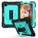 Case iPad Pro 11 hoesje 3e generatie 2021/2e generatie 2020 / 1e generatie 2018, met potloodhouder 360 roterende handriem en standaard, Drop-proof kleurrijke hoes, zwart mint