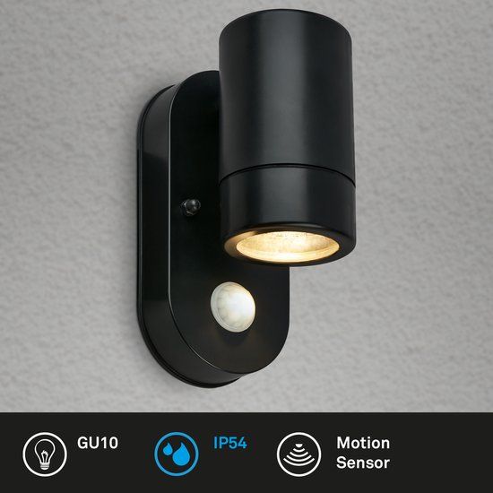 Briloner LED Wandlamp buiten met bewegingssensor - IP54 - Zwart