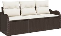 vidaXL Tuinbank - Set - 3 zitplaatsen - Bruin - Polyrattan