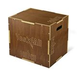Yes4All 3-in-1 pliometrische springbox van hout voor thuissportschool en outdoor training - espresso - 50,8 x 45,7 x 40,6 cm