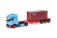 Herpa vrachtwagen model Mercedes-Benz eActros ProCabin BigSpace 20 ft. container oplegger "Frankenbach", schaal 1:87