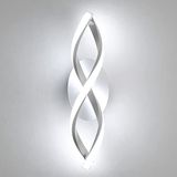 LED-Binnenwandlamp, Comely LED-Binnenwandlamp, 16W 1800LM Moderne Wandlamp, 6000K Koud Licht, Gebogen Design Wandlamp voor Slaapkamer Woonkamer Trappen Gang
