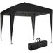 Pavillon 3x3 m pliable à hauteur réglable avec lumière centrale et télécommande, en métal et polyester, noir