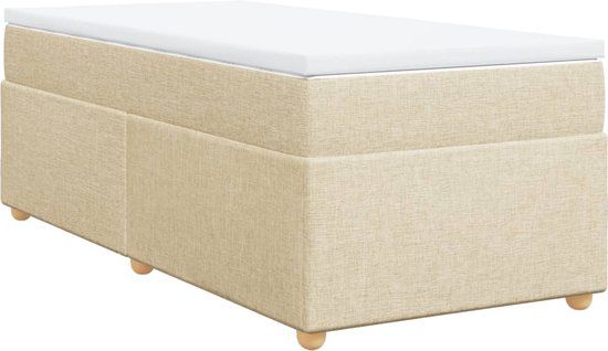 vidaXL Boxspring met matras stof crèmekleurig 90x200 cm