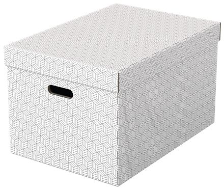 Esselte Home Storage Box Set of 3 - White Cardboard - Rectangular
