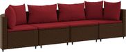 vidaXL Loungeset met kussens, poly rattan, bruin
