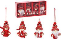 G. Wurm Gmbh + Co. Kg 12x pièces pendentifs de Noël en plastique petits personnages de Noël/petits pères Noël 8 cm ornements de Noël - Décorations de Noël ornements