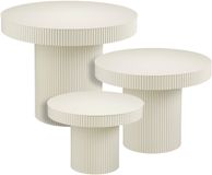 Mica Decorations Lux Table d'appoint - Set de 3 - Tables basses - Ensemble unique de table basse - Petites tables d'appoint Salon - 80 x 43 x 40 cm - Fer - Blanc cassé