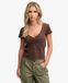 Superdry Femme Haut Athletic Essentials Coupe Ajustée Marron Taille : 42