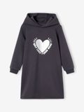 VERTBAUDET Meisjesjurk van sweatstof met capuchon en mooie details antraciet