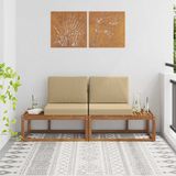 vidaXL - Eindsofa - 2 Stuks - Natuurlijk en Beige - Massief Acacia Hout