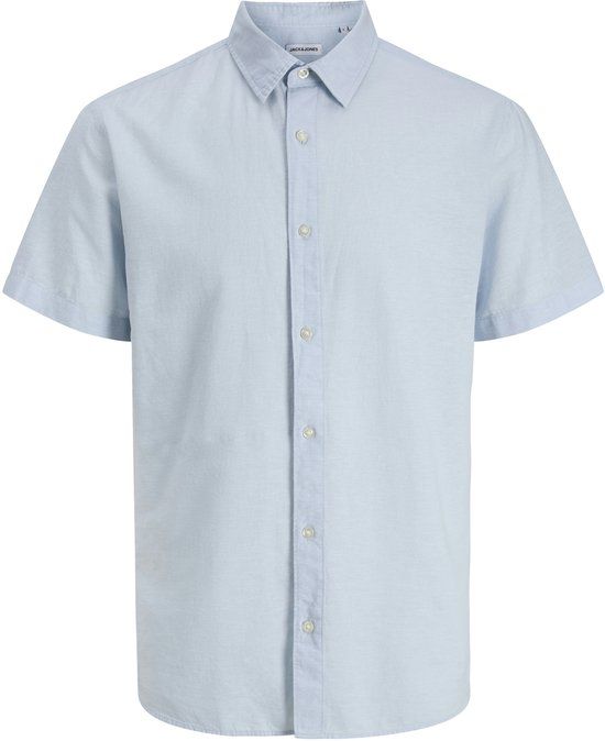JACK&JONES JJEBREEZE LINEN BLEND SHIRT S/S SN Heren Overhemd Korte Mouw Katoen Linnen M Celestial Blue