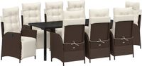 vidaXL Eettafel Set Bruin Polyrattan 9-delig