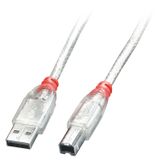 LINDY 41751 0,5 m USB 2.0 type A naar B kabel, transparant