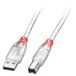LINDY 41751 0,5 m USB 2.0 type A naar B kabel, transparant