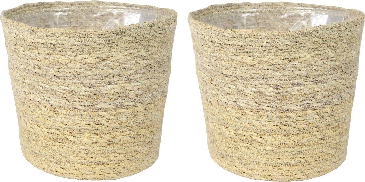 Steege Set van 4x plantenpotten jute/zeegras Ø22cm crème beige