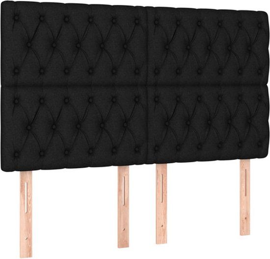 vidaXL Hoofdbord Zwart Stof 144x7x118/128 cm