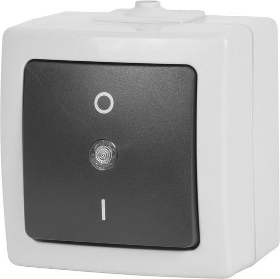 Nautic Wip Controleschakelaar Verlichting - 2 Polig - IP44 - Opbouw - Antraciet / Wit