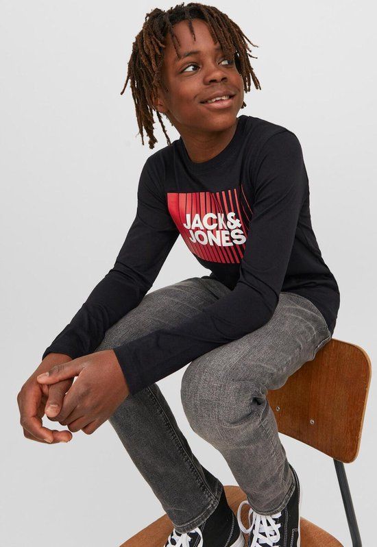 Jack & Jones Junior Jjecorp Logo Tee Play Ls O-neck Noo - Black - 128