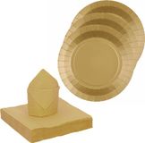 Santex Feest/Verjaardag Servies Set - 10x Bordjes/25x Servetten - Goud - Karton