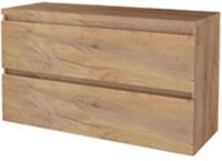 Basic Line Start 46 Badkamermeubelset - 120 x 46 cm - Greeploos - 2 Lades - Wastafelblad - Whisky Oak