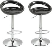 HOMCOM Set van 2 barkrukken, in hoogte verstelbaar, 46 x 41 x 76-96 cm | Barstoelen, hoge keukenstoel met rugleuning, voetensteun, 360° draaibaar, ABS en metaal, eetkamer, toonbank