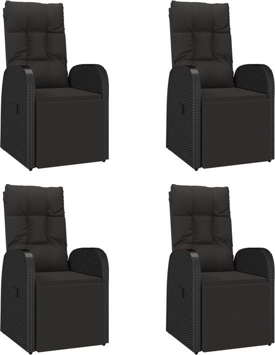 vidaXL 5-delige Tuinset poly rattan en massief acaciahout zwart