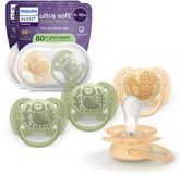 Philips Avent Ultra Soft – Superzachte siliconen fopspeen (6-18 mnd) – Voor gevoelige huid – 4 stuks - SCF091/52