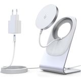 Magnetische draadloze oplader met PD 20W USB C adapter + Mag-Safe lader, Converteerbaar snel draadloos laadstation/pad met 1,5 m USB-C kabel voor iPhone 17/16/15/14/13/12 serie