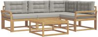 vidaXL Hoek loungeset 4 zitplaatsen Polyester Wit en lichtgrijs
