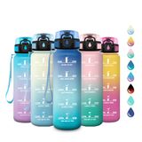 Drinkfles 500 ml met filter, sportdrinkfles met tijdweergave, herbruikbaar, BPA-vrij, lekvrij, sportfles voor kinderen, studenten, kantoor