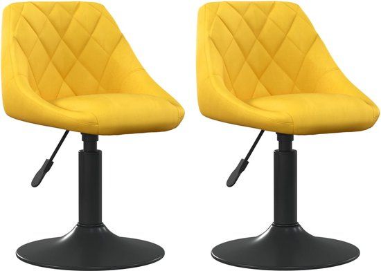 vidaXL Draaibare eetkamerstoelen set van 2 mosterdgeel fluweel