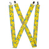 Buckle-Down Heren Suspenders - Tweety Bird Posen Baby Blue Straps