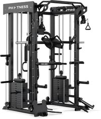 PH Fitness All-in-One Krachtstation – Smith Machine met Pec Deck, Dual Kabelsysteem & Geïntegreerde Beenpers – 160 kg Dubbele Gewichtstapel – 75+ Oefeningen – Pull-up Bar & Dipstation