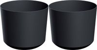 Prosperplast Plantenpot/bloempot Babylon - 2x - kunststof - antraciet grijs - D15 x H15 cm