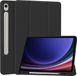 Techsuit Housse de tablettes pliable à trois volets avec porte-stylo pour Samsung Galaxy Tab S9 - Noir