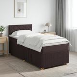 vidaXL Boxspringbed met matras, donkerbruin, 90 x 200 cm, stof