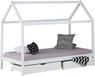 Homestyle4u Lit enfant 90x200 cm - Lit maison avec matelas - Blanc