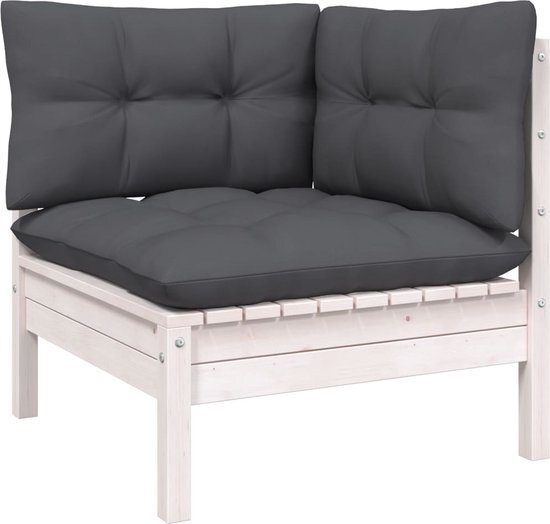 vidaXL 11-delige Loungeset met kussens grenenhout wit