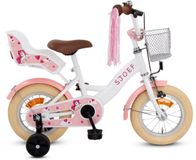 SJOEF Dolly Meisjesfiets 12 inch Wit - Unicorn - Kinderfiets met zijwieltjes