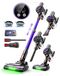Aspirateur sans fil, 50 kPa puissance d'aspiration, 45 minutes d'autonomie, batterie interchangeable, éclairage LED, violet