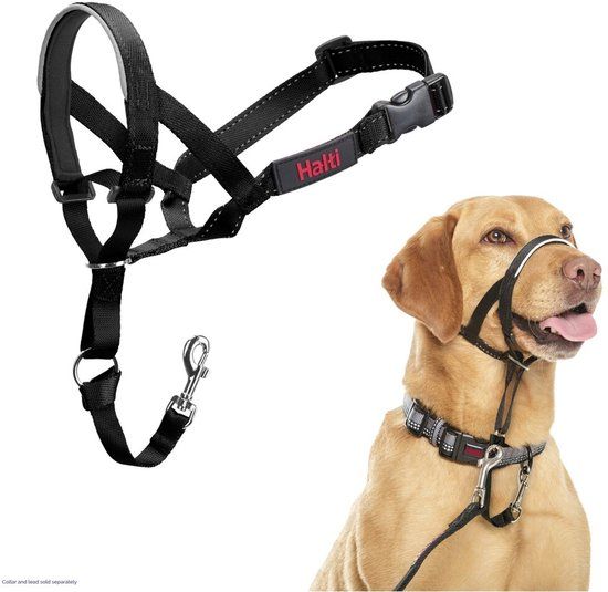 Halti Headcollar Zwart Nr 3 - Verstelbaar 40-54cm - Reflecterend Hondenhalster met Neusstuk