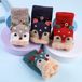 4 Paar Weihnachts-Handschuhe, Unisex, Warm für den Winter, mit Klettverschluss, mit offenen Fingerspitzen, mit Fleece-Futter, dicke und warme Handschuhe mit Cartoon-Print