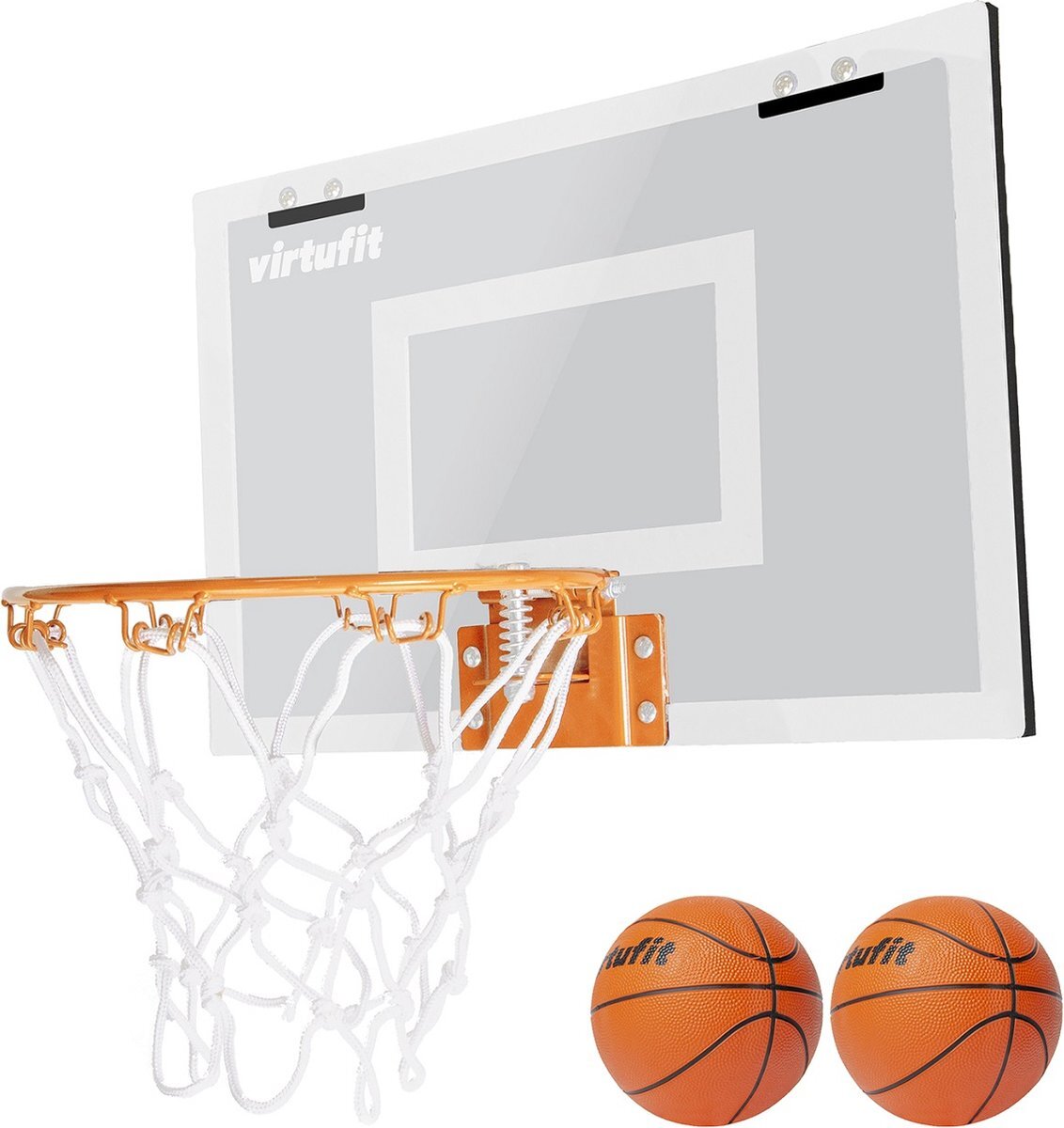 Virtufit Pro Mini Basketbalbord met 2 Ballen en Pomp - Basketbalring - Wit