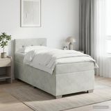 vidaXL Boxspringbed met matras, lichtgrijs, 90 x 190 cm, fluweel