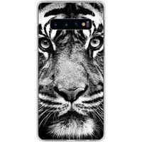 1001 coques Samsung Galaxy S10 Tigre blanc et noir bedrukt siliconen hoesje